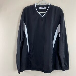 Fila Black and White V-Neck Wind Shirt Jacket Sz XXL